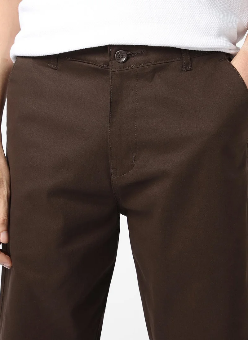 Urbano Fashion  Urbano Fashion Men's Chocolate Brown Cotton Regular Fit Casual Chinos Trousers Stretch for Men | Best Price UAE